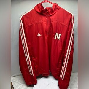 Vintage Adidas Nebraska Cornhuskers Sideline Windbreaker Quarter Zip Size XL